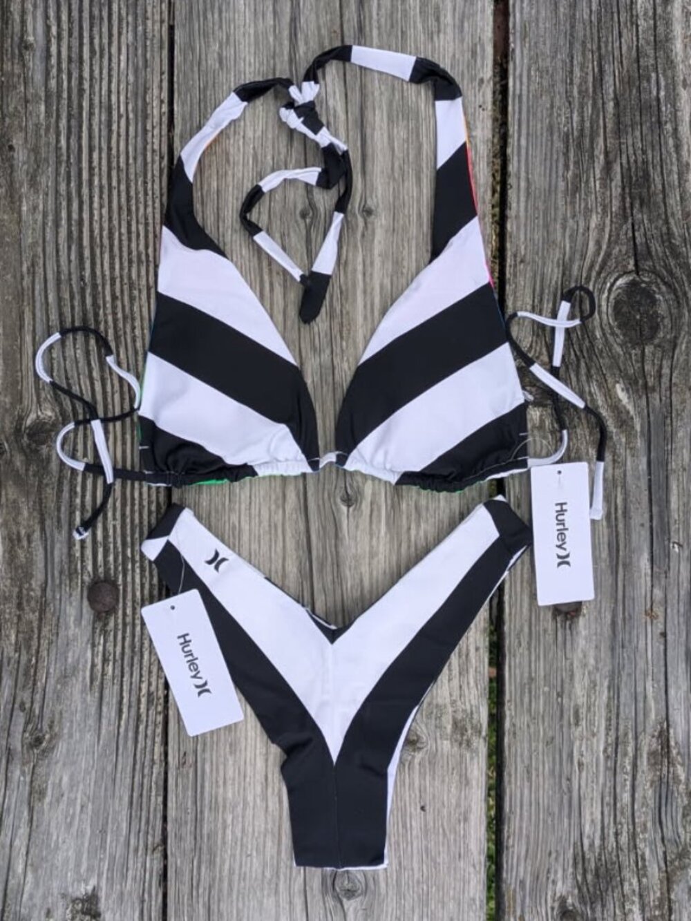 Hurley  Black and White Bikini Reversable NWT